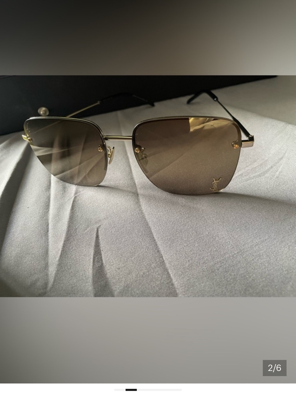 Gold Rim Pink-Arm Rimless Sunglasses - Picture 2 of 5